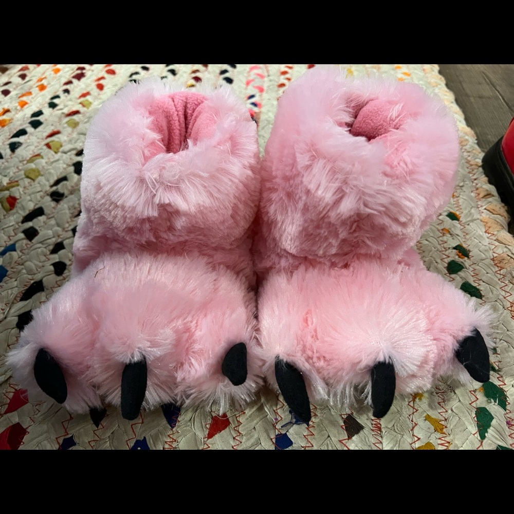 Pink bear slippers